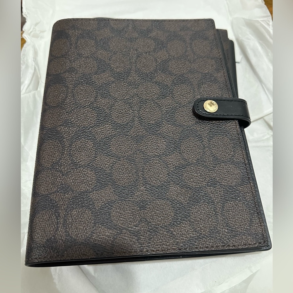 Coach Notebook In Signature Canvas In Dark Brown CZ198 NWT